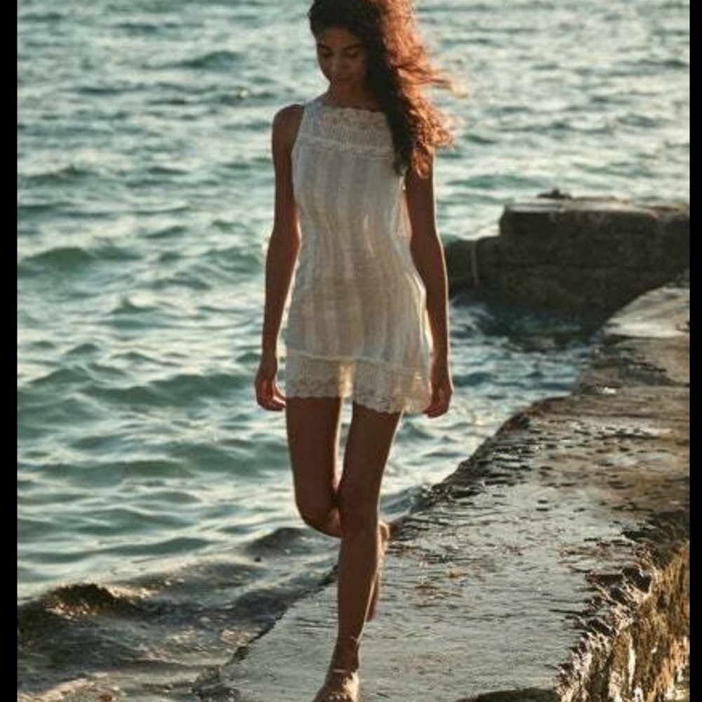 DOEN Lida heirloom mini dress SMALL lace white pintucked NWT new